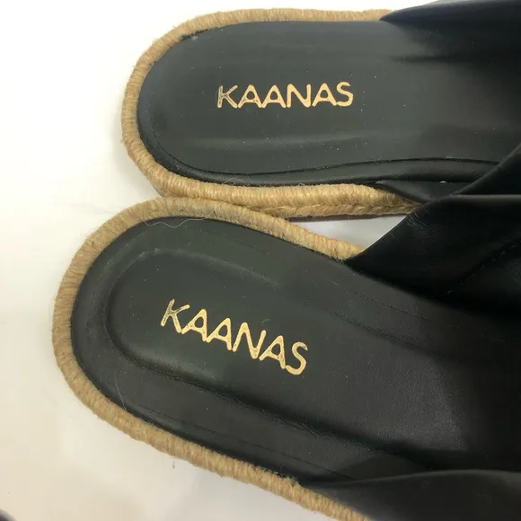 Kaanas Sungai espadrille black twist knot flat sandals.