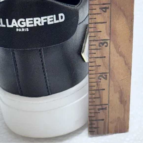 Karl Lagerfeld Black Cammy Embellished Logo Low Top Platform Sneakers 9.5