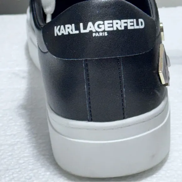 Karl Lagerfeld Black Cammy Embellished Logo Low Top Platform Sneakers 9.5