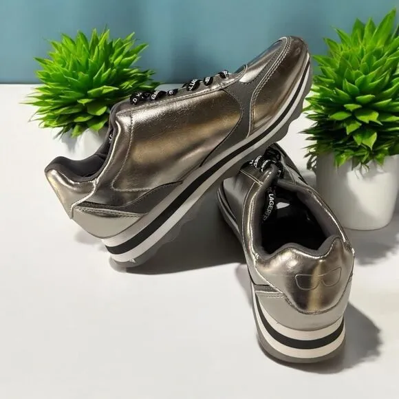 Karl Lagerfeld Paris Meade Low Top Logo Platform Sneakers NWOB Size 9B