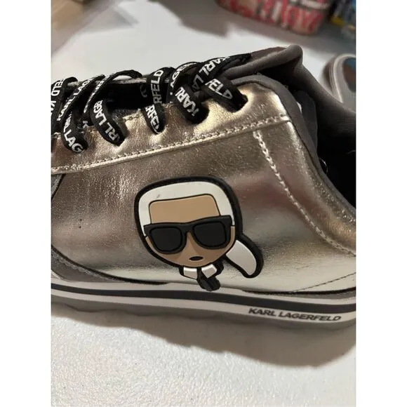 Karl Lagerfeld Paris Meade Low Top Logo Platform Sneakers NWOB Size 9B
