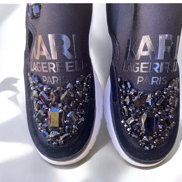 Karl Lagerfeld Paris Mika Crystal Platform Sneaker Sz 10