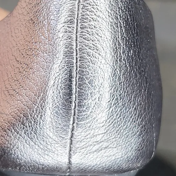 Karl Lagerfeld Paris Viola Silver Leather Crystals Almond Toe Ballerina …
