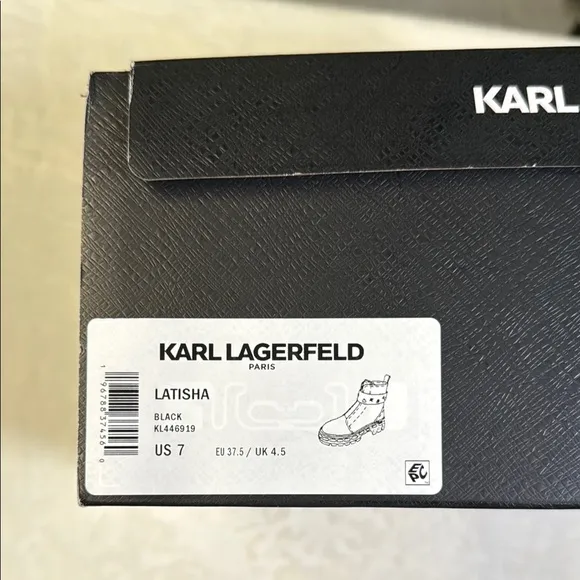 Karl Lagerfeld Paris Women's Black Latisha Lug Boots- Size 7
