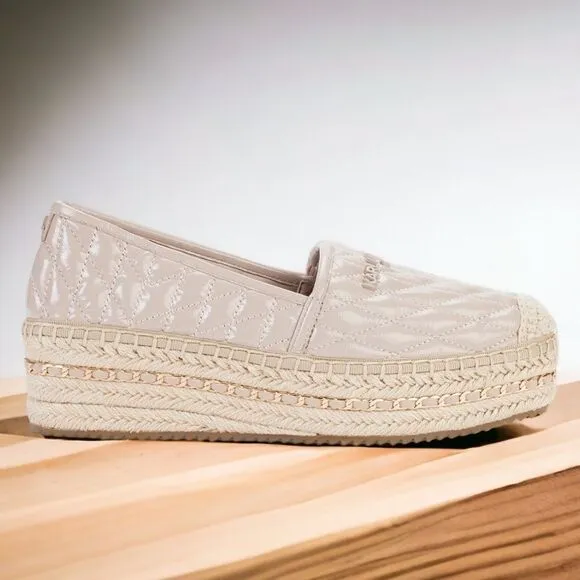 KARL LAGERFELD PARIS Women's Desta Slip-On Espadrille Platform Flats in Size 9.5