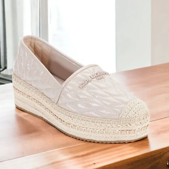 KARL LAGERFELD PARIS Women's Desta Slip-On Espadrille Platform Flats in Size 9.5