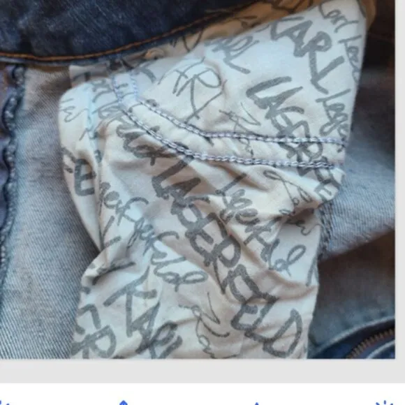 Karl Lagerfeld Paris Womens Logo Printed Front Zipper Denim Mini Skirt 6 NWT