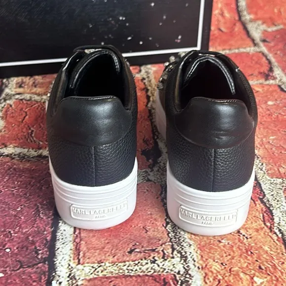 KARL LAGERFELD PARIS Women's Vina Embellished Lace-Up Low-Top Sneakers size 7.5