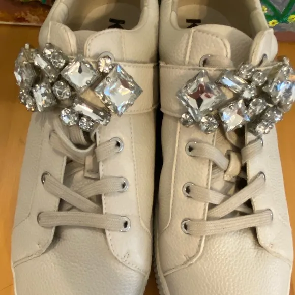 Karl Lagerfield Paris Leather Platform Sneakers, Verio, Cream, Women's Size 11