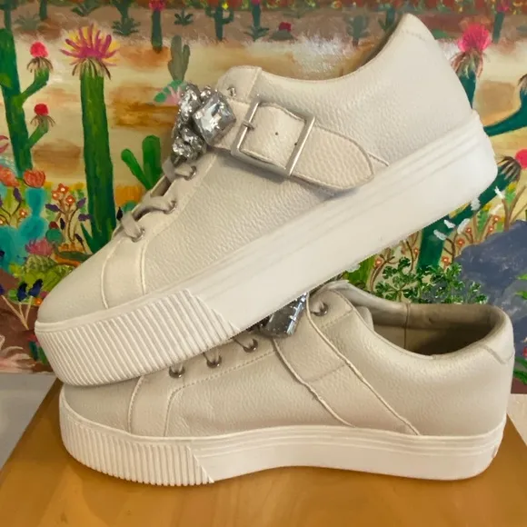 Karl Lagerfield Paris Leather Platform Sneakers, Verio, Cream, Women's Size 11