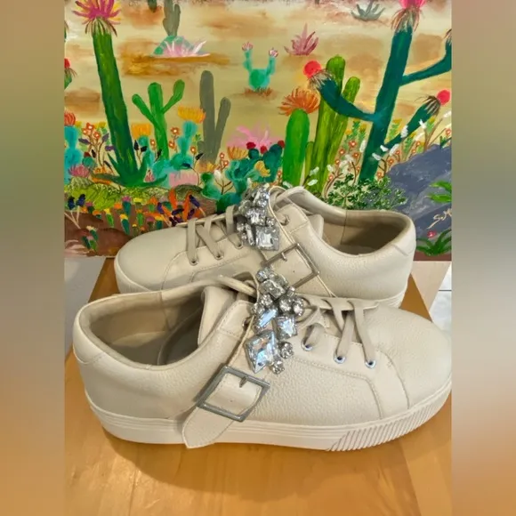 Karl Lagerfield Paris Leather Platform Sneakers, Verio, Cream, Women's Size 11
