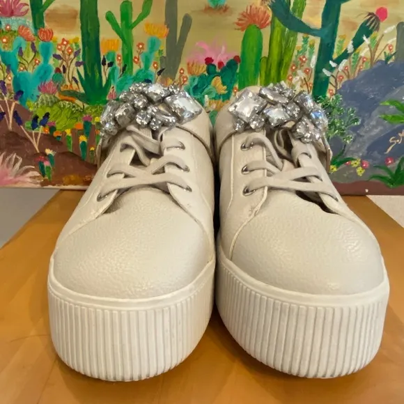 Karl Lagerfield Paris Leather Platform Sneakers, Verio, Cream, Women's Size 11