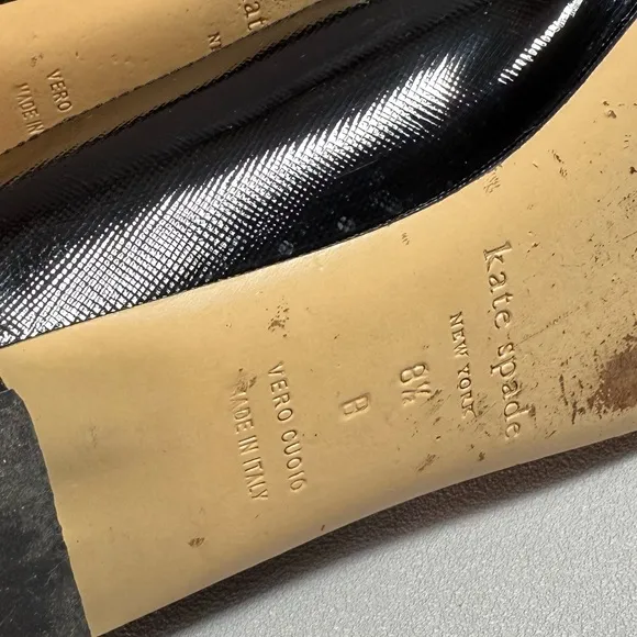 Kate Spade Black Rhinestone Embellished Textured Patent Leather Flats