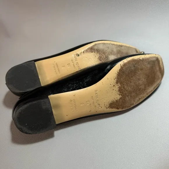 Kate Spade Black Rhinestone Embellished Textured Patent Leather Flats
