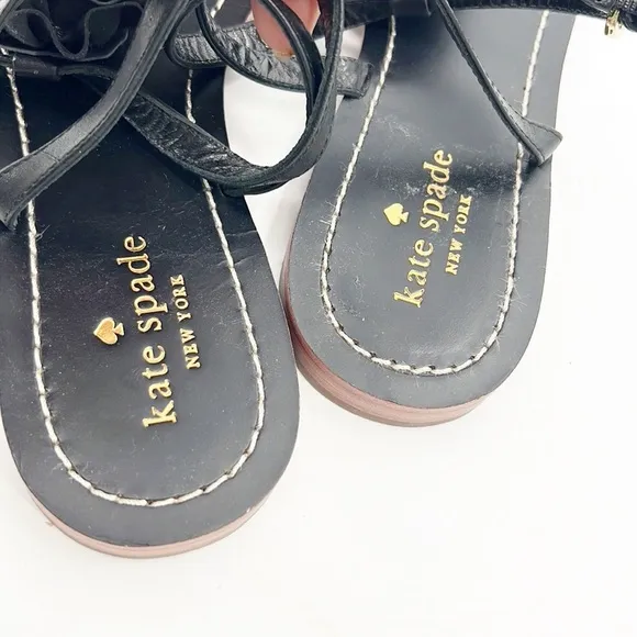 Kate Spade Caryl Black Sandals Roses Rosettes Black size 8