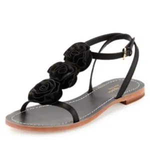 Kate Spade Caryl Black Sandals Roses Rosettes Black size 8