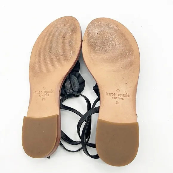 Kate Spade Caryl Black Sandals Roses Rosettes Black size 8