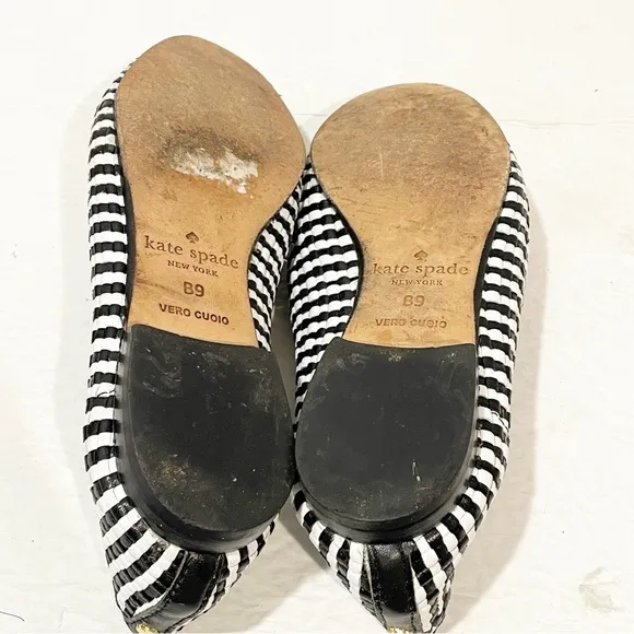 KATE SPADE Caylee Black White Woven Nappa Leather Loafers Women’s Size 9B