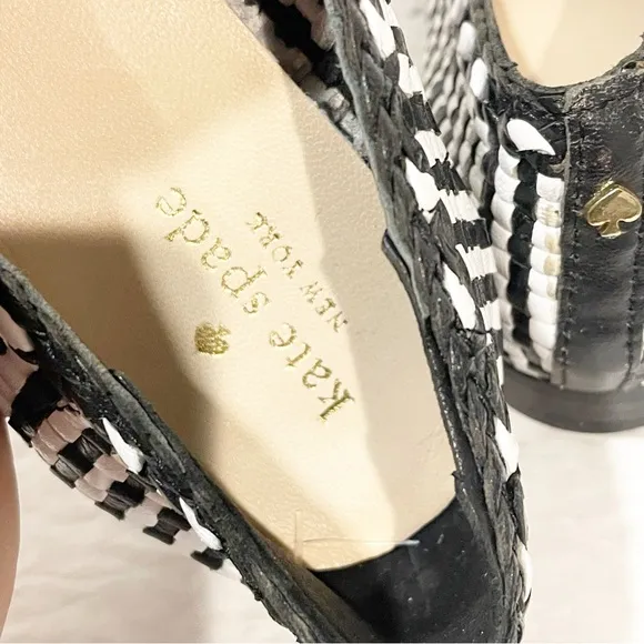 KATE SPADE Caylee Black White Woven Nappa Leather Loafers Women’s Size 9B