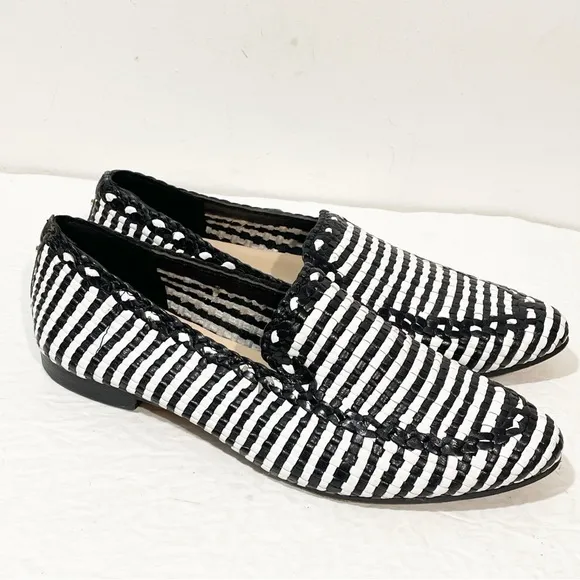 KATE SPADE Caylee Black White Woven Nappa Leather Loafers Women’s Size 9B