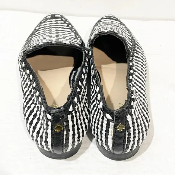 KATE SPADE Caylee Black White Woven Nappa Leather Loafers Women’s Size 9B