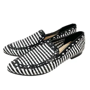 KATE SPADE Caylee Black White Woven Nappa Leather Loafers Women’s Size 9B