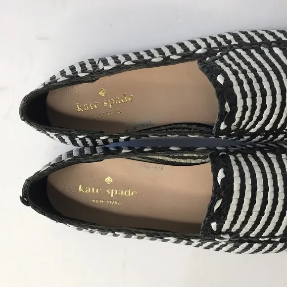 KATE SPADE Caylee Black Woven Nappa Leather Loafers Size 6