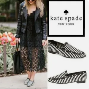 KATE SPADE Caylee Black Woven Nappa Leather Loafers Size 6
