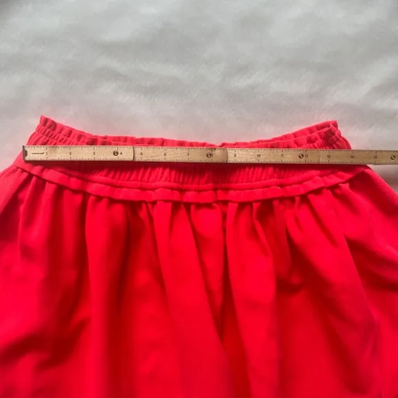 Kate Spade Crepe Gathered Neon Orange Cocktail A-line Relax Skirt Geranium Pink