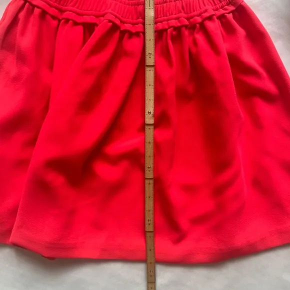 Kate Spade Crepe Gathered Neon Orange Cocktail A-line Relax Skirt Geranium Pink