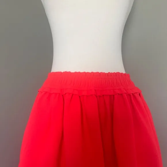 Kate Spade Crepe Gathered Neon Orange Cocktail A-line Relax Skirt Geranium Pink