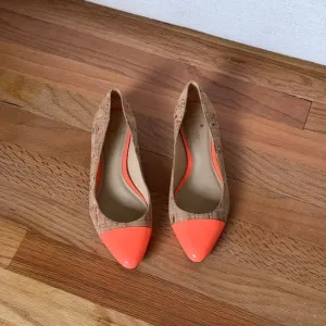 Kate Spade Elina Cork Orange Cap Toe Flats Size 6M