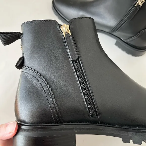Kate Spade Everlee Leather Booties Chelsea Boots Black NEW NWOB Size 10