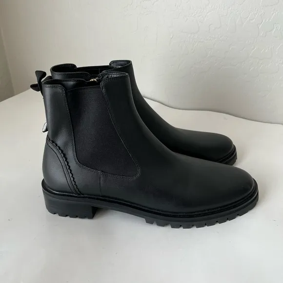 Kate Spade Everlee Leather Booties Chelsea Boots Black NEW NWOB Size 10