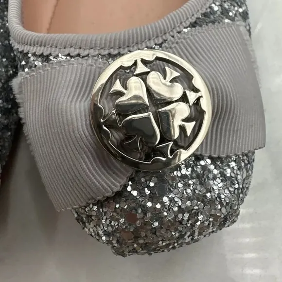 Kate Spade Fontana Silver Glitter Ballet Flats Women’s Sz 7.5 M