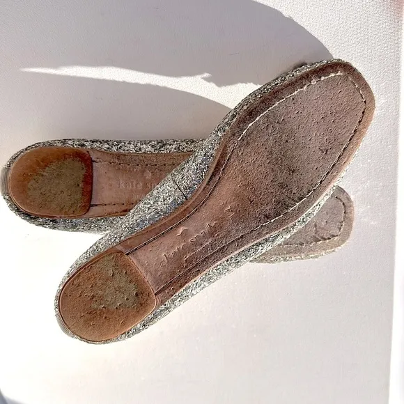 Kate Spade Fontana Silver Glitter Ballet Flats Women’s Sz 7.5 M