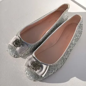 Kate Spade Fontana Silver Glitter Ballet Flats Women’s Sz 7.5 M