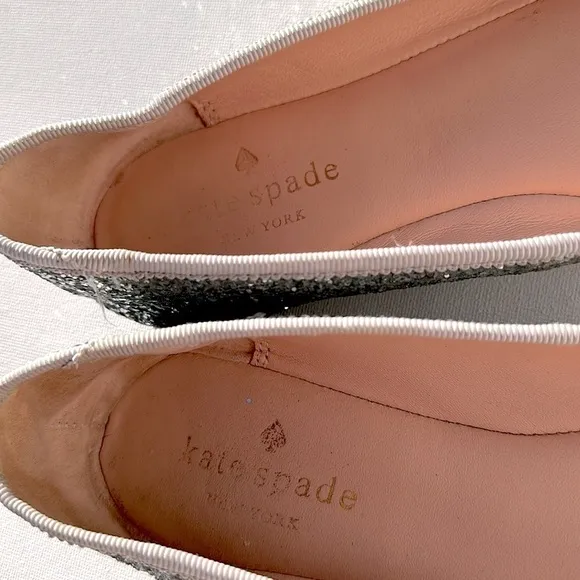 Kate Spade Fontana Silver Glitter Ballet Flats Women’s Sz 7.5 M