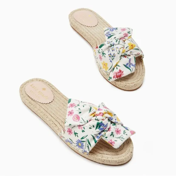♠️Kate Spade Geneva Garden Bouquet Floral Twisted Strap Slide Sandals NWT NIB