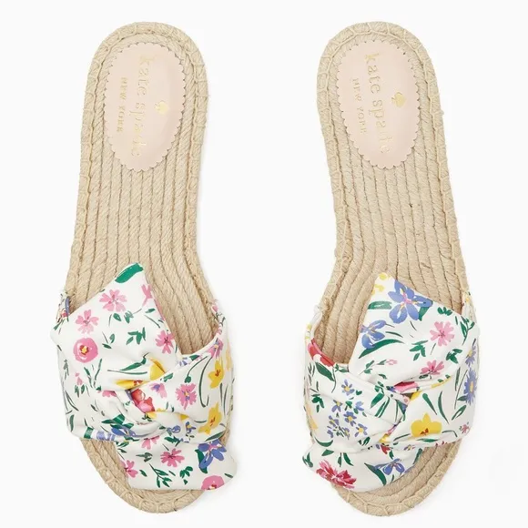 ♠️Kate Spade Geneva Garden Bouquet Floral Twisted Strap Slide Sandals NWT NIB
