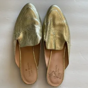 Kate Spade gold mules women’s 9.5 flats slides GUC