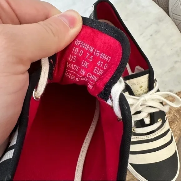 Kate Spade Keds platform stripe sneakers black and white size 10