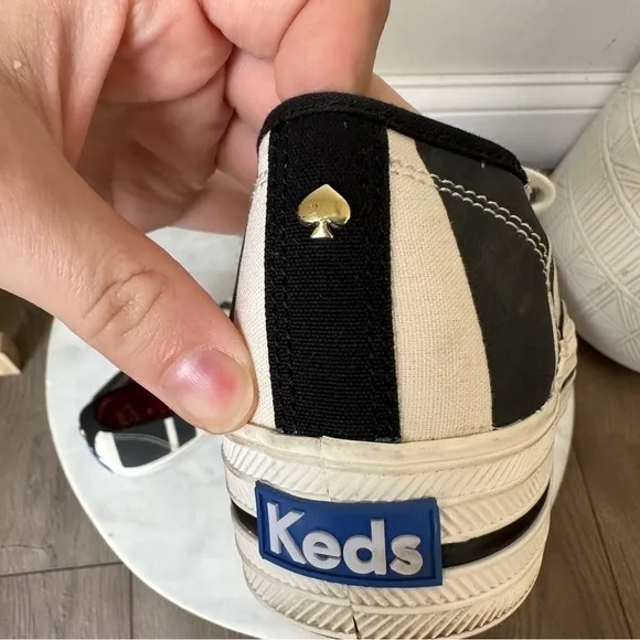 Kate Spade Keds platform stripe sneakers black and white size 10