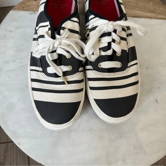 Kate Spade Keds platform stripe sneakers black and white size 10