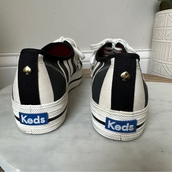 Kate Spade Keds platform stripe sneakers black and white size 10