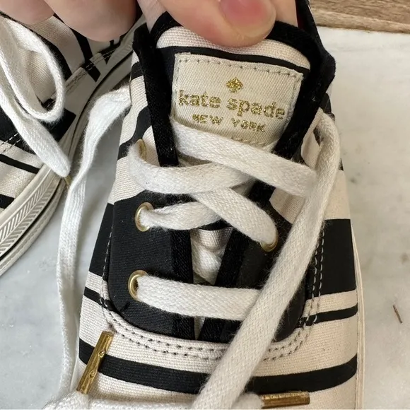Kate Spade Keds platform stripe sneakers black and white size 10