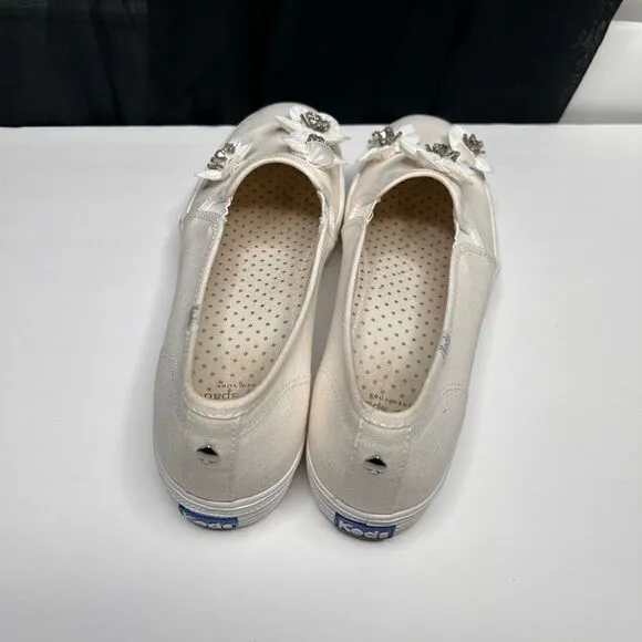 Kate Spade Keds x Bridal Triple Decker Sequin Flowers Platform Slip on sneakers