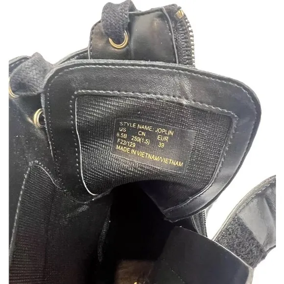 Kate Spade Leather Ankle Boots Womens Sz 8.5 Billie Black Lug Combat Moto Bootie