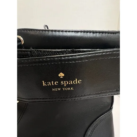 Kate Spade Leather Ankle Boots Womens Sz 8.5 Billie Black Lug Combat Moto Bootie