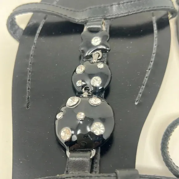 Kate Spade Leather Rhinestone Ankle Buckle T-Strap Sandals Embellishment 10 NWT